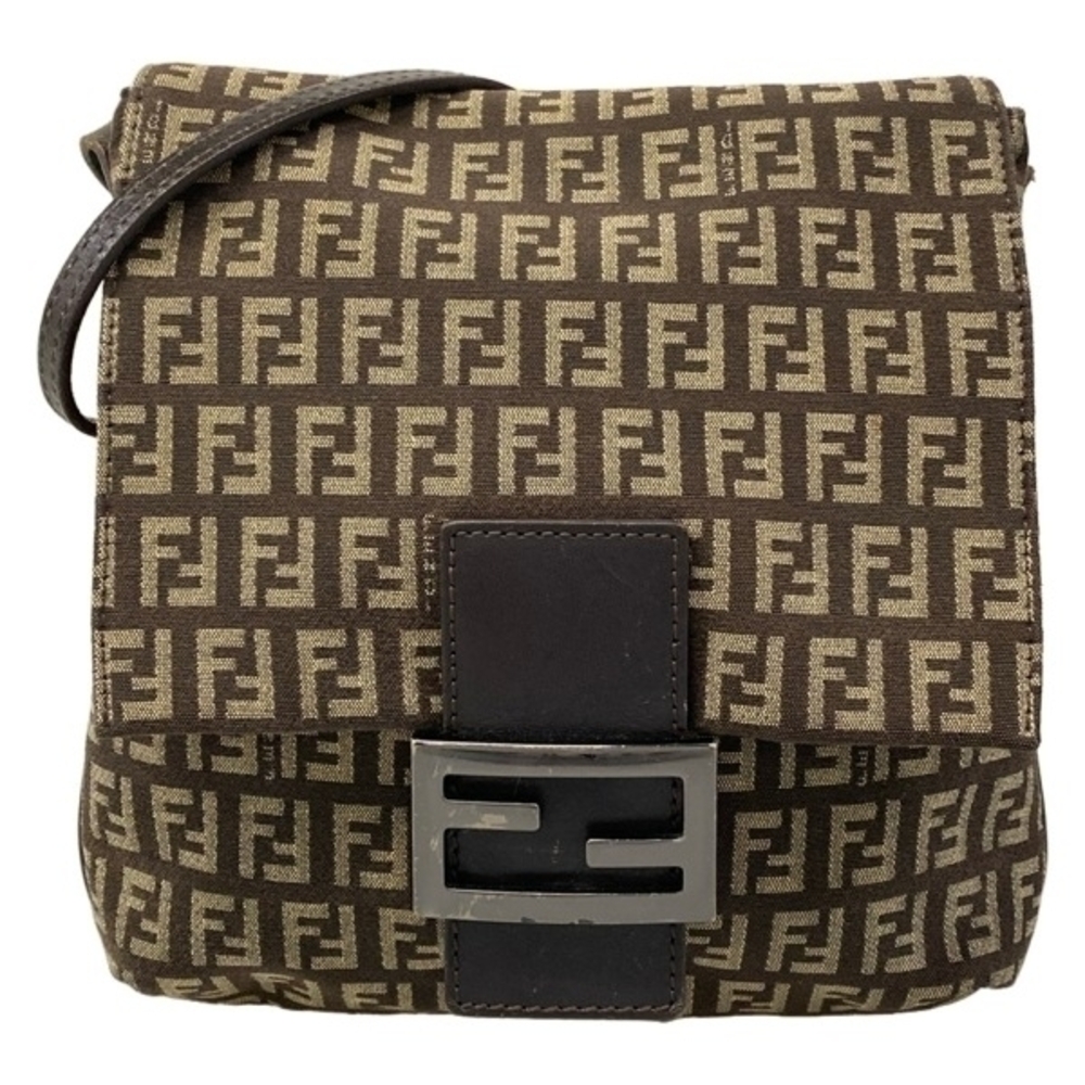 Fendi Brown Shoulder Camse Beige Bag Zucchino Dark Pochette Leather Brown Tan